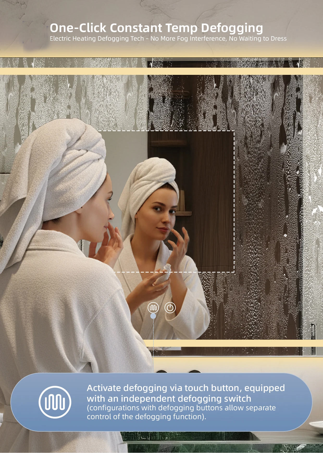 Wholesale Luxury Smart LED Illuminated Bathroom Mirror Large Irregular Touch Screen Aluminu (1)