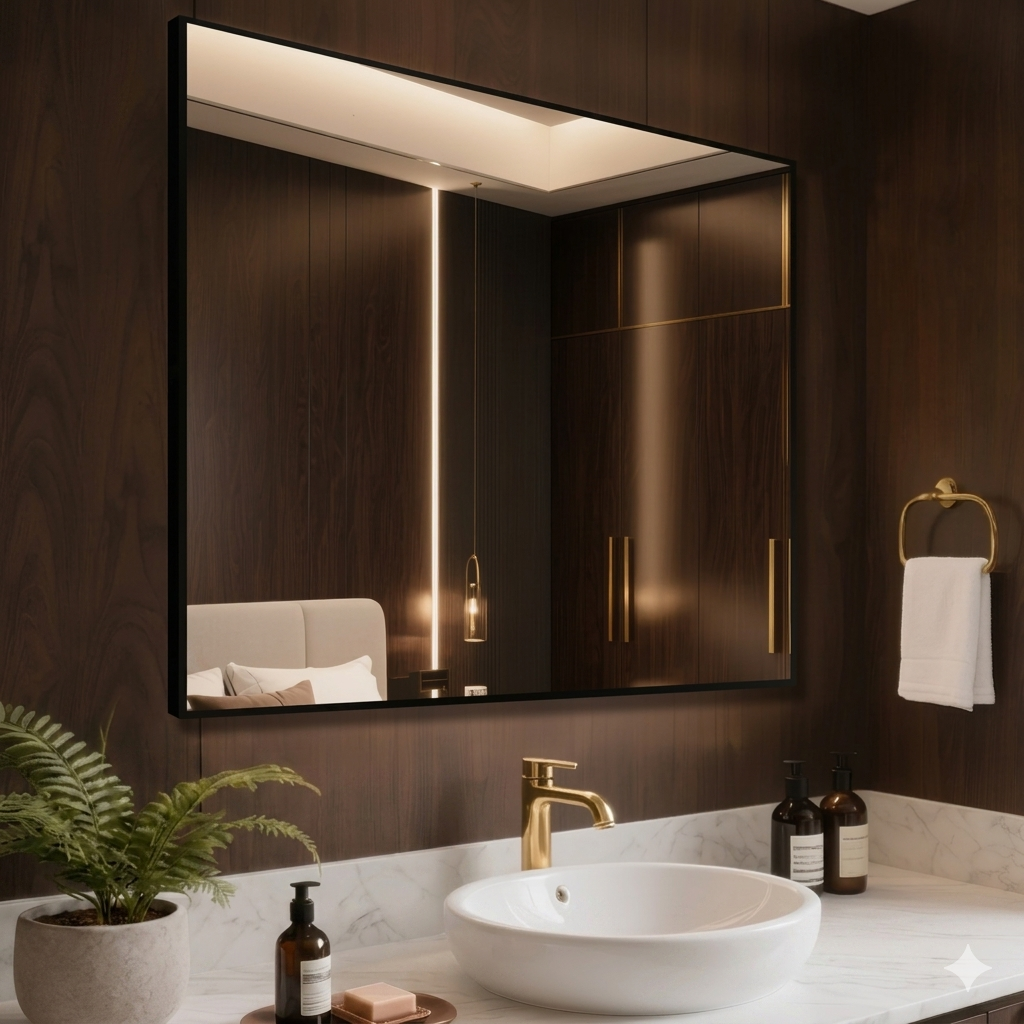 Commercial Large Square Horizontal Wall Mirror with Aluminum Frame for Hotel Wall Decoration Projects