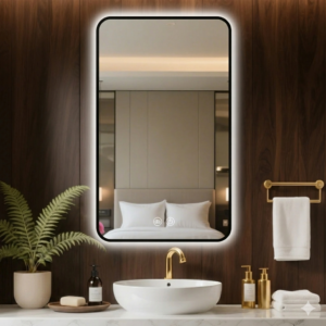 Custom Modern Aluminum Alloy Framed Smart LED Bathroom Mirror Waterproof Illuminated Makeup Mirror Wall Mounted for Home Bedroom