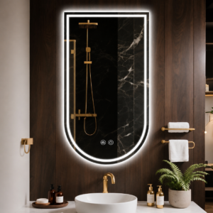 Custom Modern Wall-Mounted Arched Anti-Fog LED Smart Mirror for Hotel, Club, Bathroom, Hair Salon & Vanity Countertops