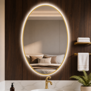 Customized Fashion Hotel Wall Mounted LED Bathroom Mirror with 3-Color Dimmable Light & Anti-Fog Function