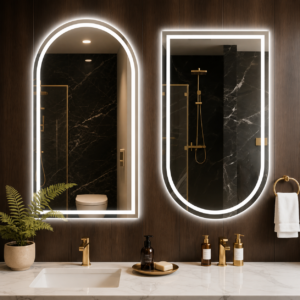 Factory Direct Arched Frameless LED Mirror with Defogger, IP65 Waterproof – for Hotel & Salon Bathroom, Bedroom & Vanity
