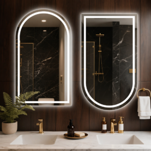 Hot Selling Modern Smart LED Wall Mirror RoundRectangleHalf Moon Bathroom Mirror, Touch Dimmable, Anti-Fog & Waterproof Espejo (1)