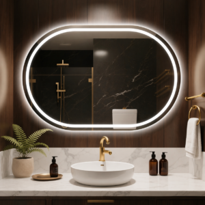Hot Selling Modern Smart LED Wall Mirror RoundRectangleHalf Moon Bathroom Mirror, Touch Dimmable, Anti-Fog & Waterproof Espejo (3)