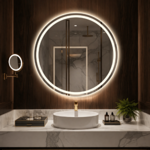 Hot Selling Modern Smart LED Wall Mirror RoundRectangleHalf Moon Bathroom Mirror, Touch Dimmable, Anti-Fog & Waterproof Espejo (4)