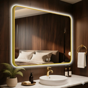 Hotel Bedroom Salon LED Mirror IP44 Waterproof Rectangular Illuminated Mirror with Touch Control & Aluminum Frame