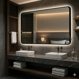 Large Black Rectangular Wall-Mounted Decorative Bathroom Mirror Handmade Eco-Friendly 5mm Thick Modern Rectangle Mirror (2)