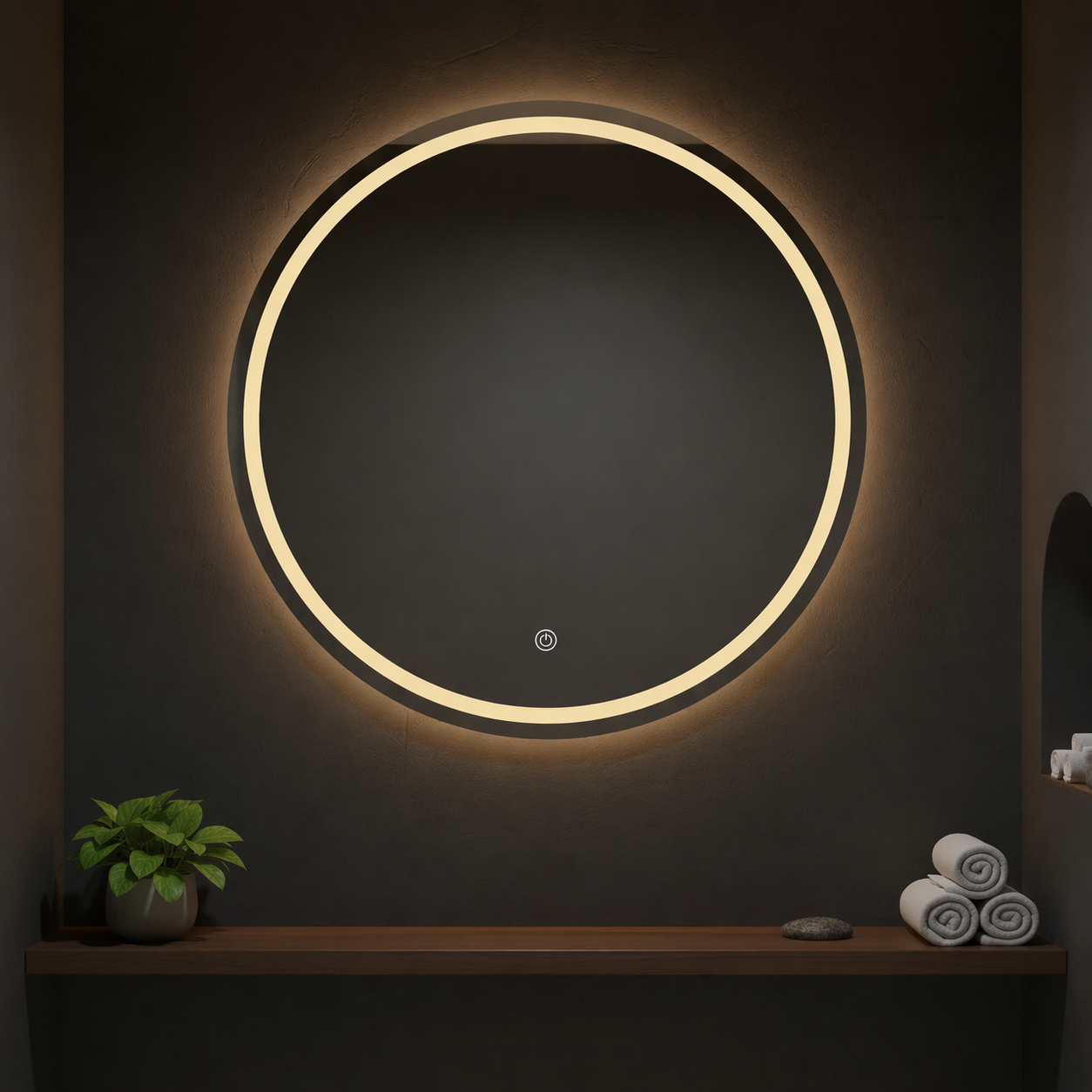 Luxury Round Anti-Fog LED Smart Vanity Mirror with Touch Switch for Australia, Canada, Bathroom & Hotel Use (9)