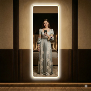 Modern Full-Length LED Wall Mirror with Lights, Touch Switch, for Hotel, Bathroom, Kitchen, Living Room, Salon, Gym & Apartment