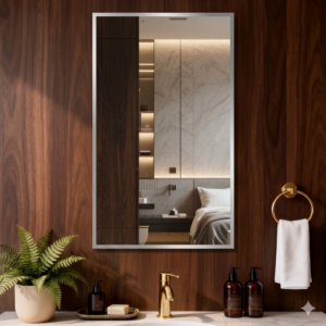 Modern Wall-Mounted Rectangular Decorative Mirror with Aluminum Frame for Bedroom, Apartment, Hotel, Bathroom & Vanity