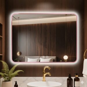 OEMODM Manufacturer Smart LED Wall Touch Mirror Illuminated Framed Bathroom Mirror with LED Lighting, Customizable Mirror (2)