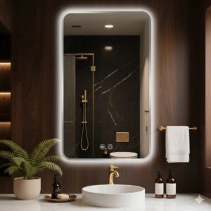 Rectangle Motion Sensor LED Mirror for Hotel & Home Decor, Modern Smart Bathroom Mirror with Touch Switch & LED Lighting