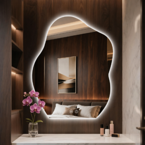 Stylish Cloud-shaped Vanity Mirror Modern LED Illuminated Bathroom Mirror Elegant Irregular Touch Screen Mirror for Hotel