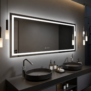 Wholesale Hotel Project Commercial Mirrors, Large OEM Fashion Wall-Mounted LED Bathroom Mirrors for Home Decor & Furniture (2)