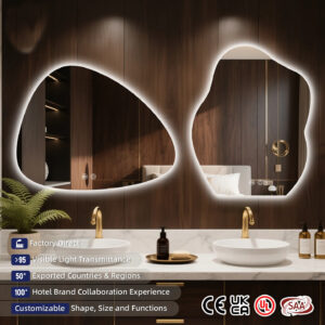 Wholesale Luxury Smart LED Illuminated Bathroom Mirror Large Irregular Touch Screen Aluminu (1)
