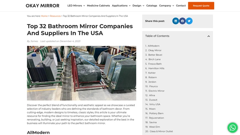 Bathroom Mirror Companies And Suppliers In The USA